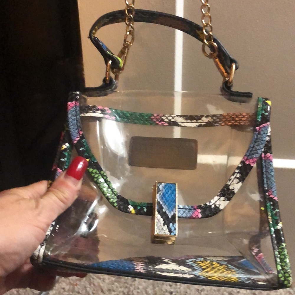🌺- EUC Tiny Clear Bag / Crossbody Faux Snakeskin Strap Multiple Colors. - Picture 7 of 8
